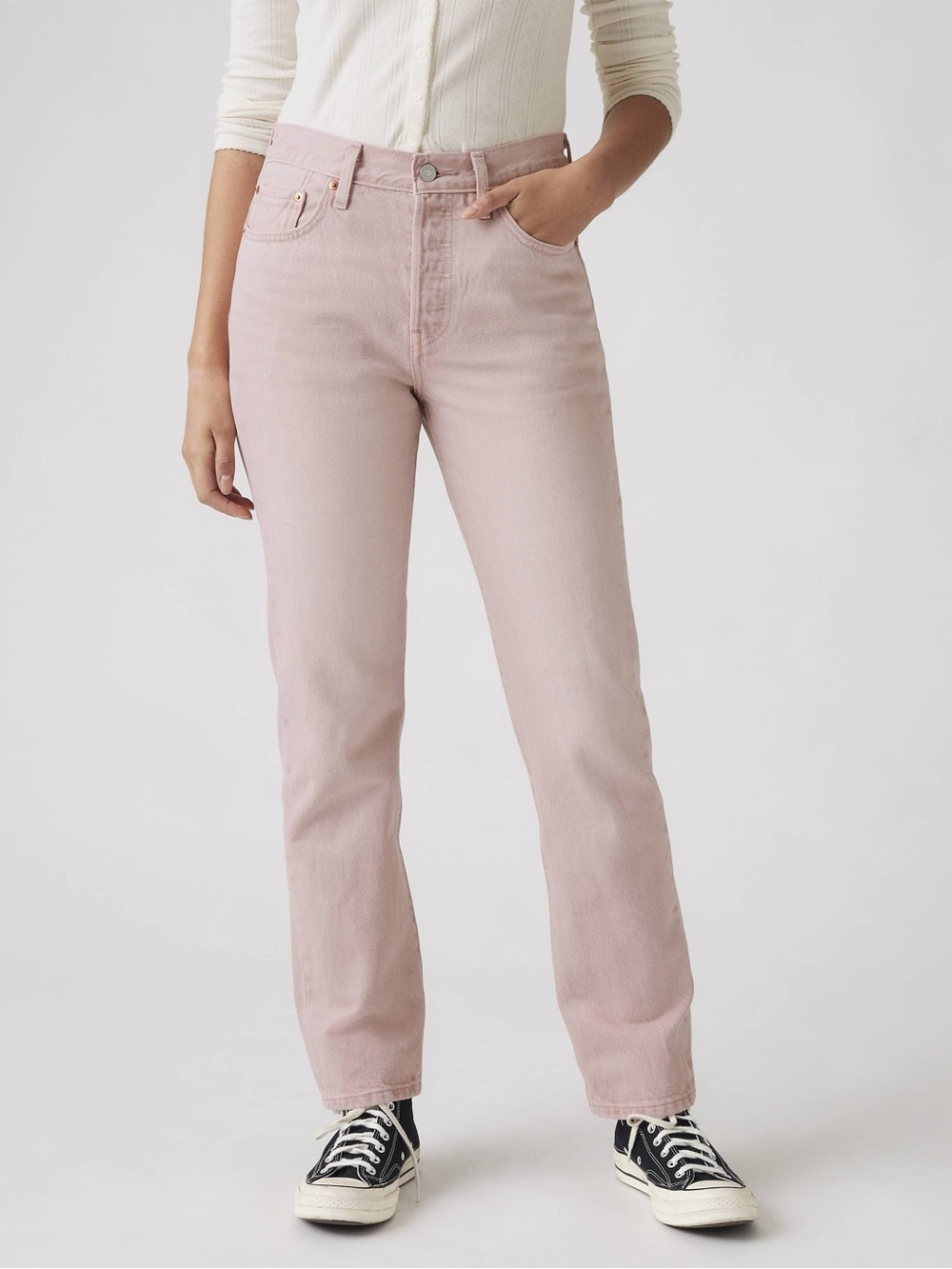 Levi’s 501 Original Button Fly Jeans Blush Pink Straight Leg Women’s 30